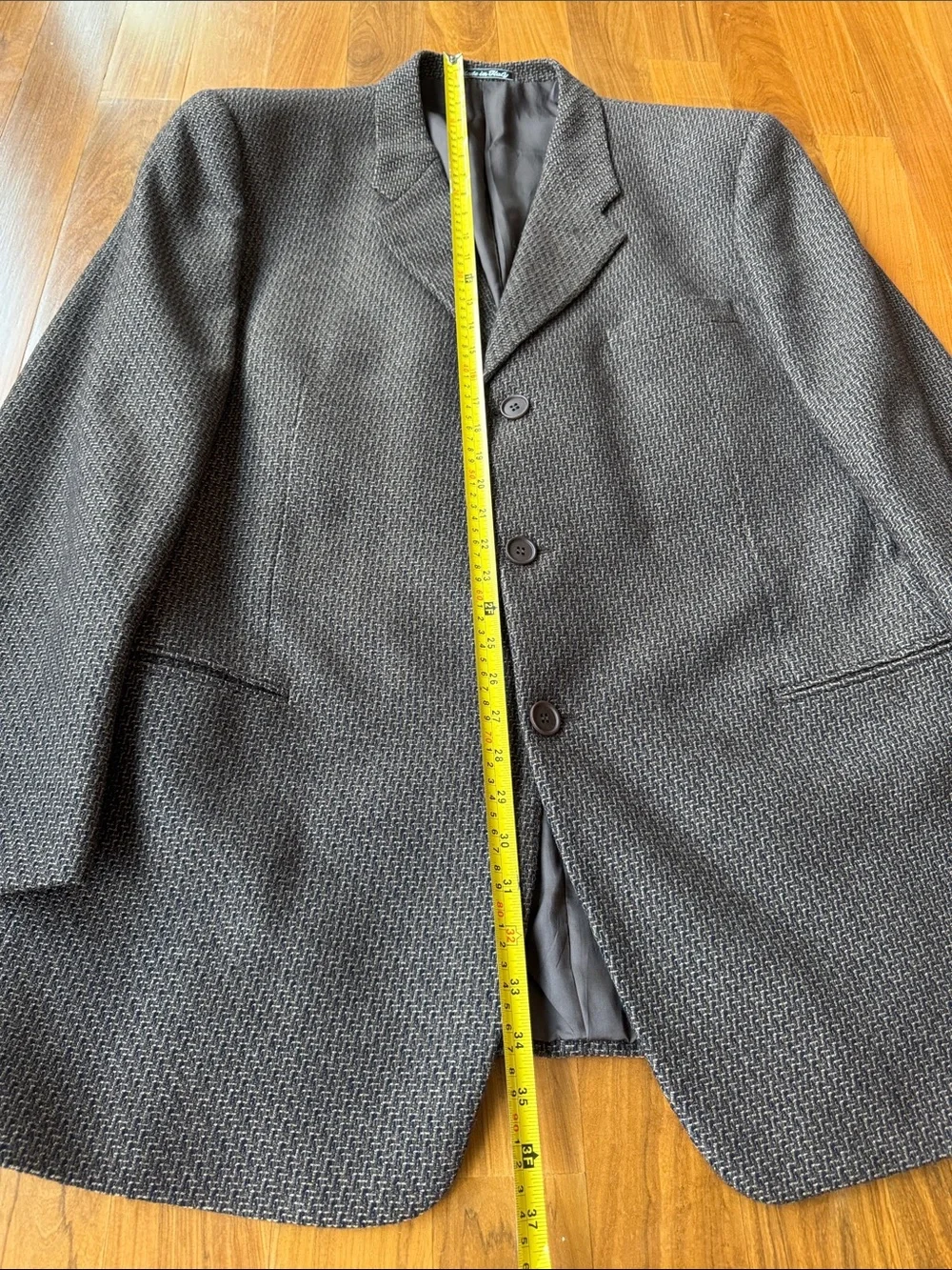 VTG 90s Giorgio Armani Brown/Green/Black Textured Three-Button Wool Blazer 44L